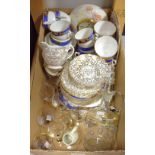 Ceramics and Glass- an Edwardian enamelled decanter; enamelled glasses;