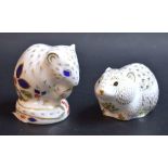 A Royal Crown Derby paperweight, River Bank Vole, gold stopper; another Derby Doormouse,