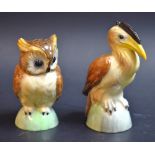 A Royal Crown Derby owl and bird condiment set