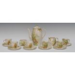 A Royal Winton Grimwades Nancy pattern coffee set for six, comprising coffee pot, six coffee cups,