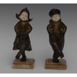 H**Molins (1930), a pair gilt bronze and crystelephante figures, Dutch Boy and Girl,