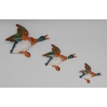 A set of three Beswick wall plaques, Flying Mallards, designed by Mr Watkin, 29.5cm - 14.