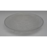 A French opalescent bowl, embossed with flowerheads, leaves and roundels, 31cm diam,