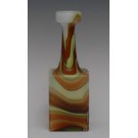 An Italian Mdina marbled glass square bottle vase, 20.5cm high, c.