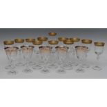 A part drinking suite, comprising five large wine glasses, six smaller and champagne flute,