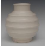 A Wedgwood vase, in the white, designed by Keith Murray, 18.5cm high, shape no.