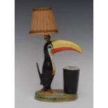 Guinness - a Carlton Ware Toucan lamp, he stands by a pint of Guinness,