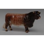 A Beswick Dairy Shorthorn bull, Ch. 'Gwersylt Lord Oxford 74th', brown and white gloss, 12.