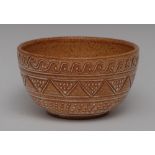 Harry Stalhane Studio - an Art Pottery bowl, incised with chevrons and strapwork,