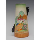 An Art Deco Royal Falcon Ware spreading cylindrical vase,