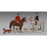 A Beswick hunting set, comprising a mounted huntsman, model no.