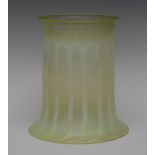 A Victorian vaseline glass shade, of flared cylindrical form, 21.5cm high, c.