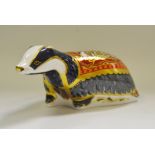 A Royal Crown Derby paperweight, Moonlit Badger, printed mark,