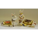 A Royal Crown Derby paperweight, Donkey Foal printed mark, gold stopper; another,