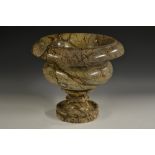 A marble and scagliola compressed library urn, 32cm high,