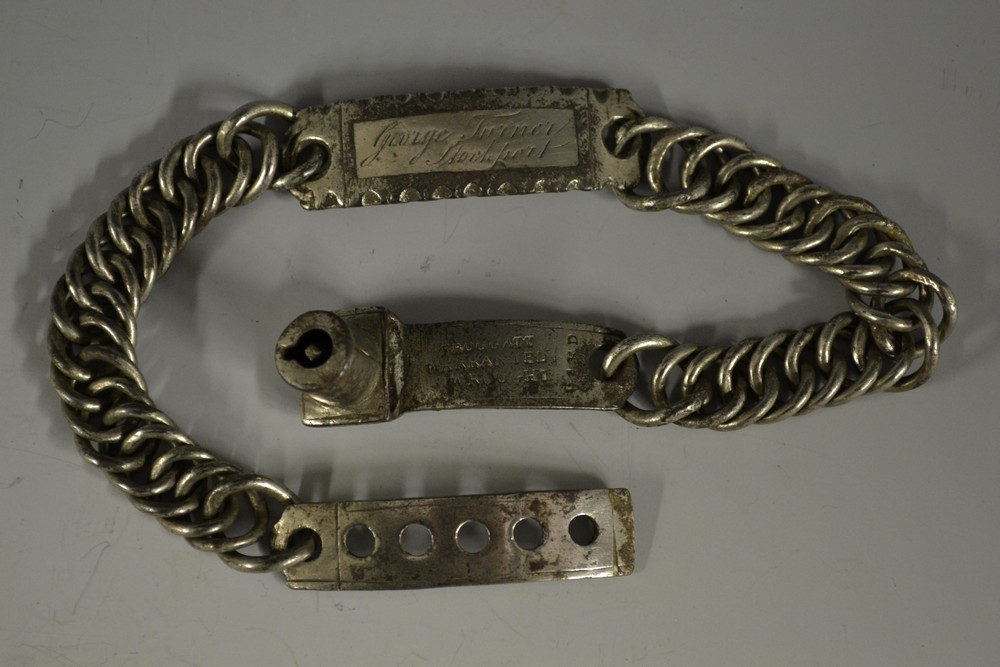 A 19th century steel dog collar, by William Froggatt,