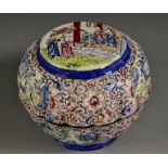 A Cantonese enamel melon shaped box and cover,