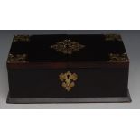 A late Victorian/Edwardian brass mounted rosewood rectangular cigar box,