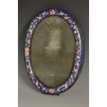 A 19th century Cantonese enamel oval looking-glass,
