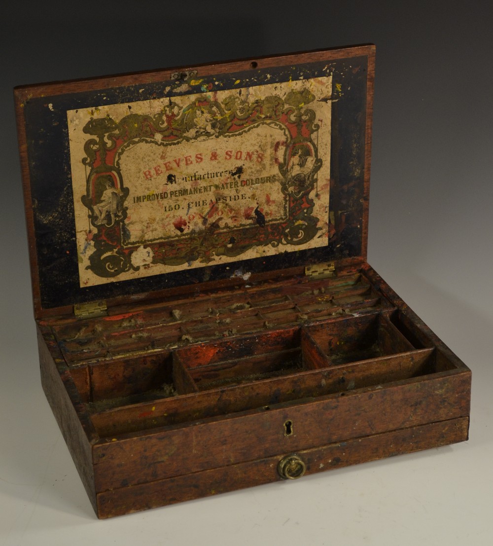 A 19th century mahogany artist's box, by Reeves & Sons, London,