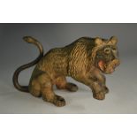 Indian School, possibly Deccan, a bronze model, of a ferocious wild cat,