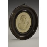 A 19th century Tassie type composition oval portrait plaque, in relief with Oliver Cromwell,