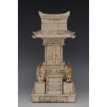 A Chinese bone model of a pagoda,
