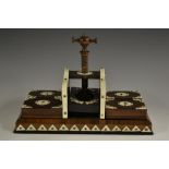 A 19th century ivory mounted rosewood playing waiter and press,