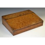 A Victorian walnut folding writing slope, the interior with well, pen tray,