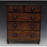 Miniature Furniture - a Victorian vernacular oak collector's chest,