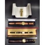 Watches - a lady's Raymond Weil gold plated 105/1255 bracelet watch; another;