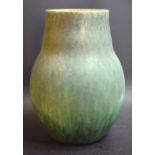 A Ruskin matt crystalline ovoid vase, in shades of mottled sea green and blue, 24cm high,