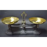 A set of W &T Avery cast iron and brass counter top kitchen scales