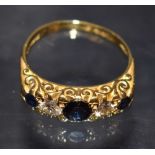 A sapphire and diamond five stone ring,