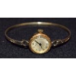 A French gold coloured metal cased bracelet watch, indistinctly marked,