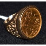 1872 gold sovereign ring
