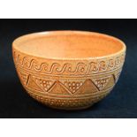 Harry Stalhane Studio - an Art Pottery bowl, incised with chevrons and strapwork,