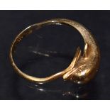 A 14ct gold dolphin ring, 3.