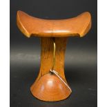 Tribal Art - a Konso headrest, of typical T-shape, curved top with rounded ends,