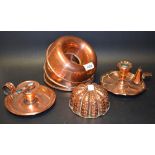 Kitchenalia - a trio of copper military issue cake rings, stamped NS and Co Ltd, arrow,
