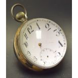 A Goliath magnification globe desk clock, white dial, Arabic numerals, button wind movement,