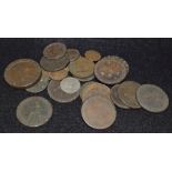 Coins - a 1797 tuppence, others pennies; a 1806 half pence; others,