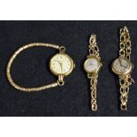 Watches - a ladys 9ct gold cased bracelet watch, 9ct gold fancy link strap, 13.