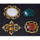 Large Victorian stone set brooches