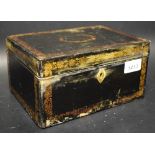 A Victorian rectangular black lacquer tea caddy