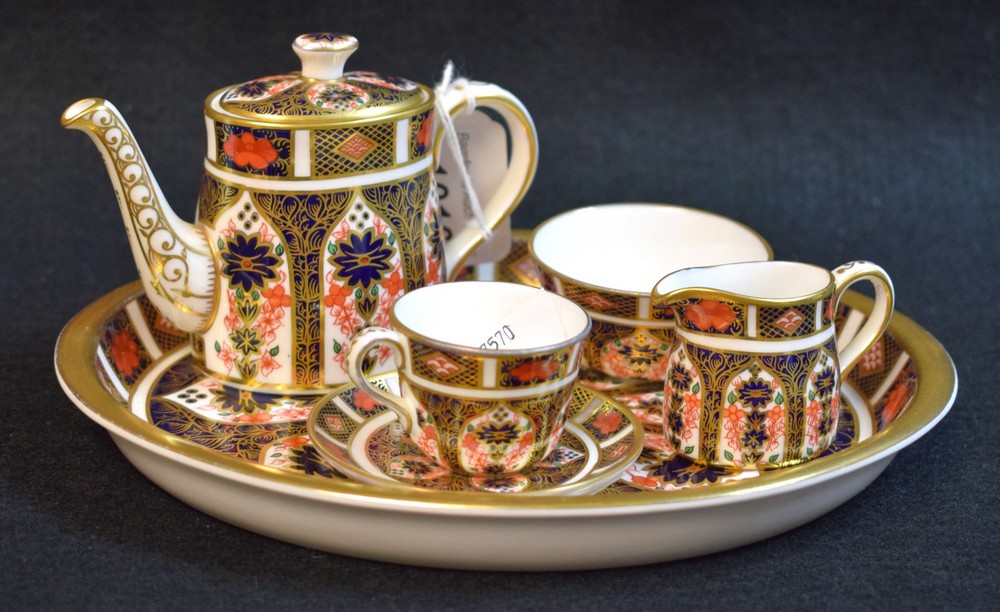 Royal Crown Derby 1128 miniature five piece tea set,