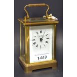 A 20th century French lacquered brass carriage timepiece, by L'Epée of Paris, retailed by Poyser, 5.