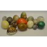 A collection of agate and marble eggs