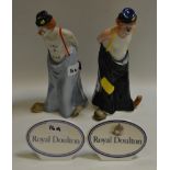 A Royal Doulton figure, Tip Toe; The Joker; Royal Doulton retail ceramic signs,