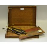 A Victorian mahogany artist's paintbox and palette